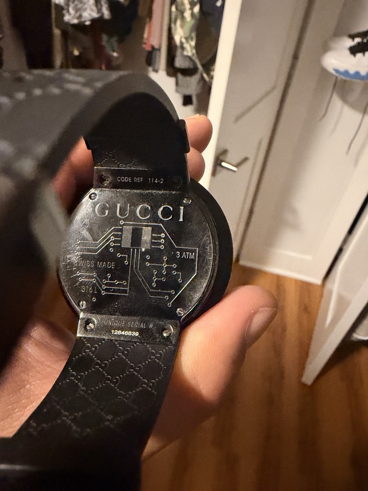 Gucci I-Gucci Digital Quartz Watch Black Rubber Strap Date 30m (3 ATM)