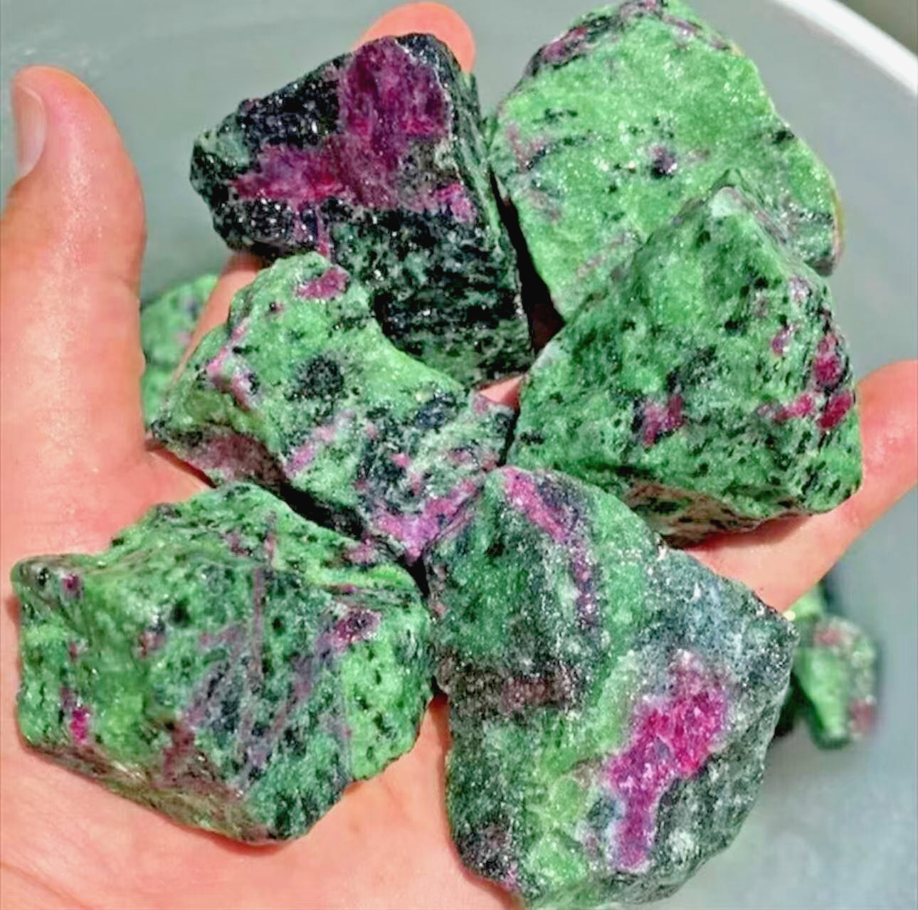 3 PCS Rare Raw Ruby Zoisite Gem Pocket Stone High Energy DIY Raw Gemstone