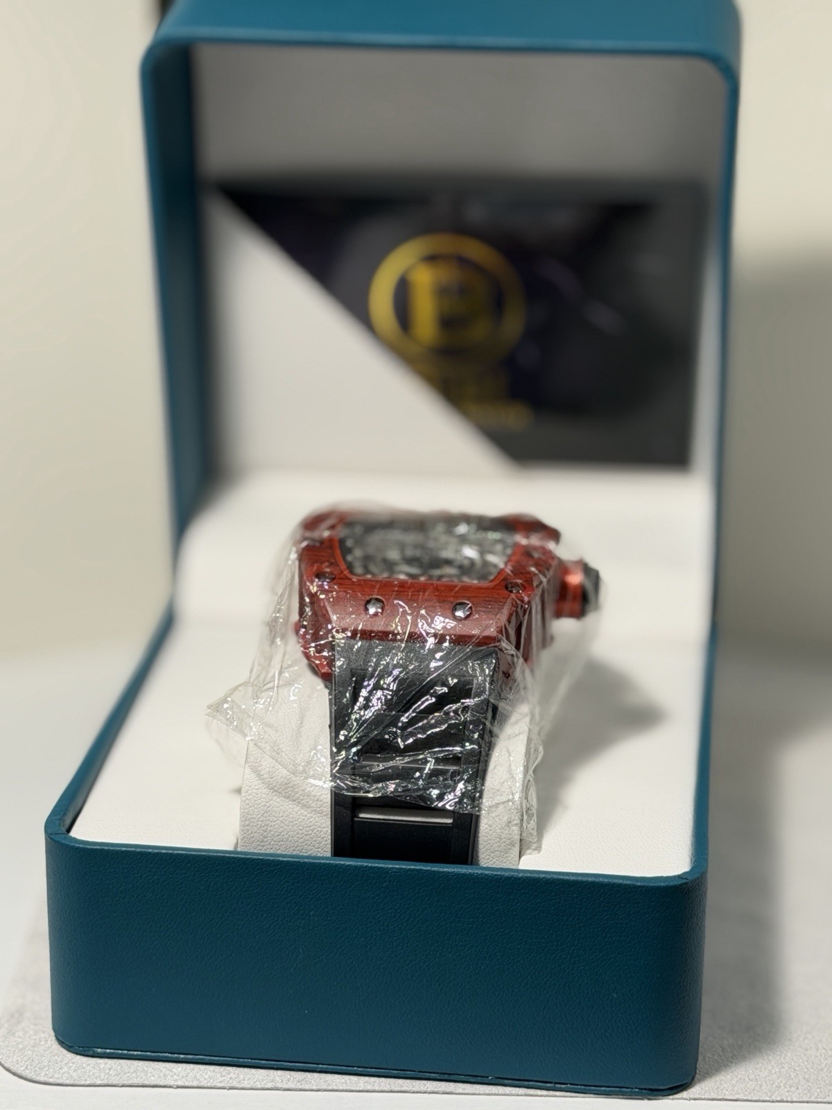 BIBI Luxury Watch Red Tonneau Case Skeleton Mechanical Style Men’s! SHARP! NEW!!
