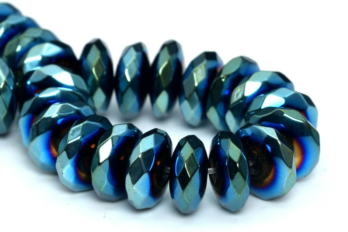 7x3MM Natural Aqua Blue Hematite Beads Grade AAA Faceted Rondelle Loose Bead