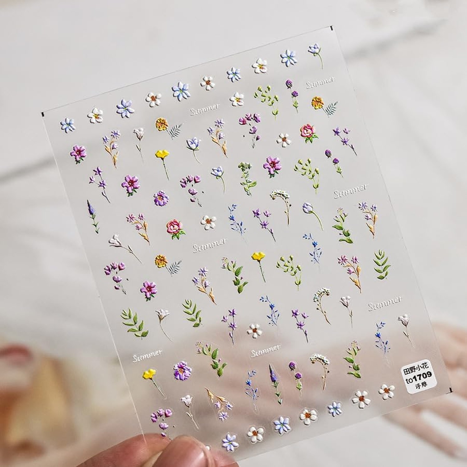 Flower Nail Stickers Summer Floral Leaf Plant 5D Embossed Nail Decals Spring …