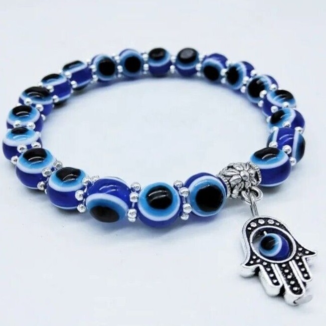 Evil Eye Stretch 6mm Beaded Bracelet good luck