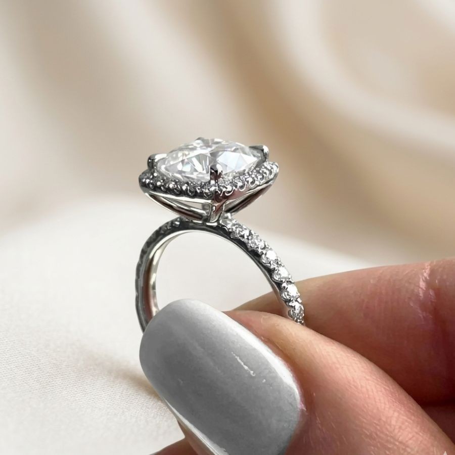 3.60Ct Cushion-Cut VS1 Lab Grown Diamond Wedding Engagement Ring 14k White Gold