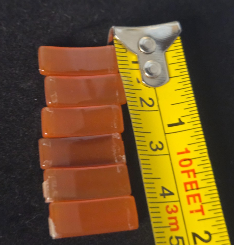 Vintage Orange Carnelian Agate Cabochon Rectangle Stone Panels lot of 6