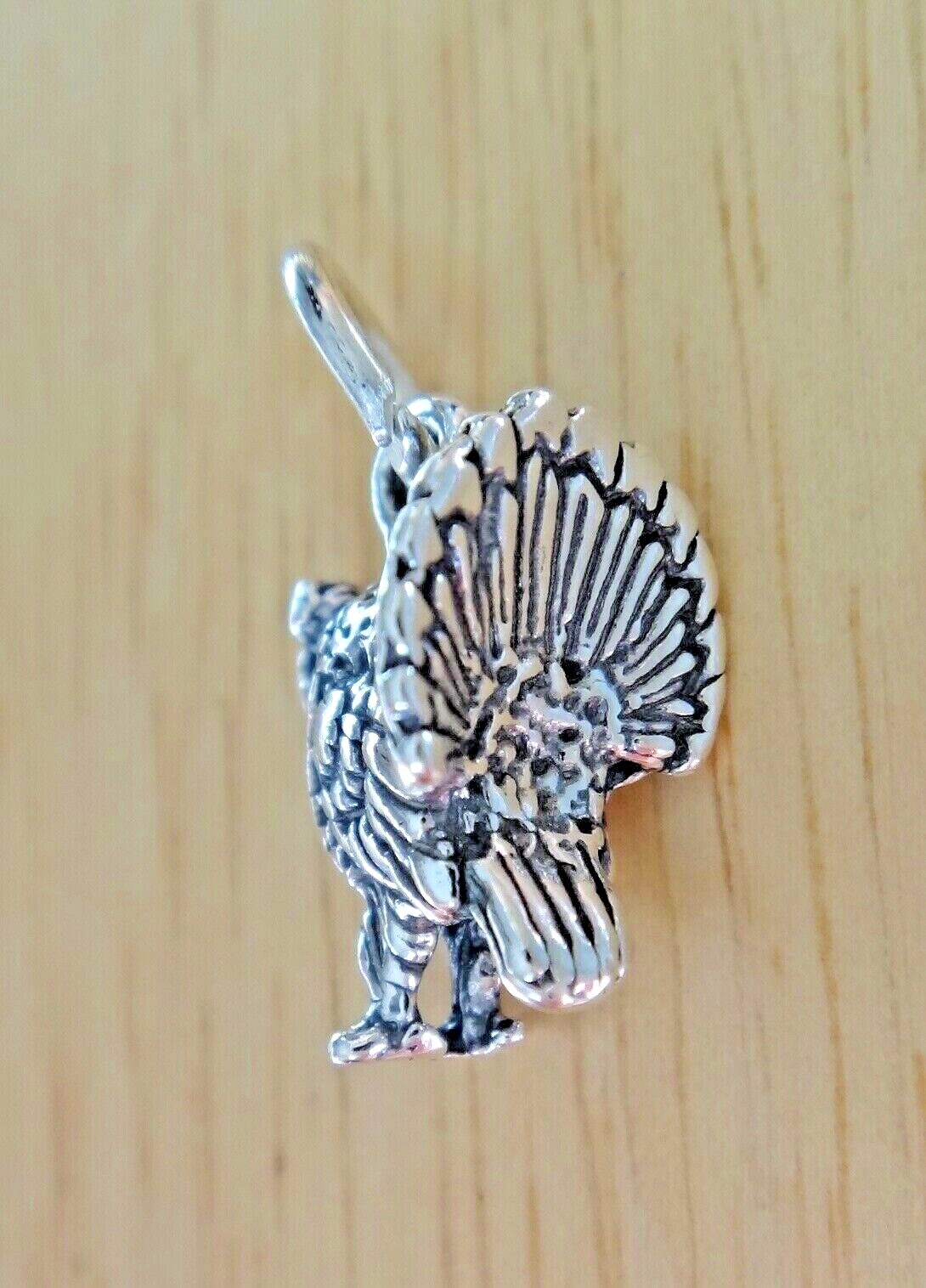 Sterling Silver 3D solid 15x11x8mm Thanksgiving Fall Turkey Charm!