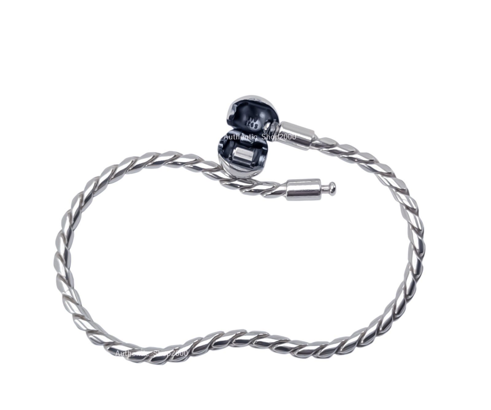 NEW 100% Authentic PANDORA Silver Logo Round Clasp Wing Chain Bracelet 594028C00