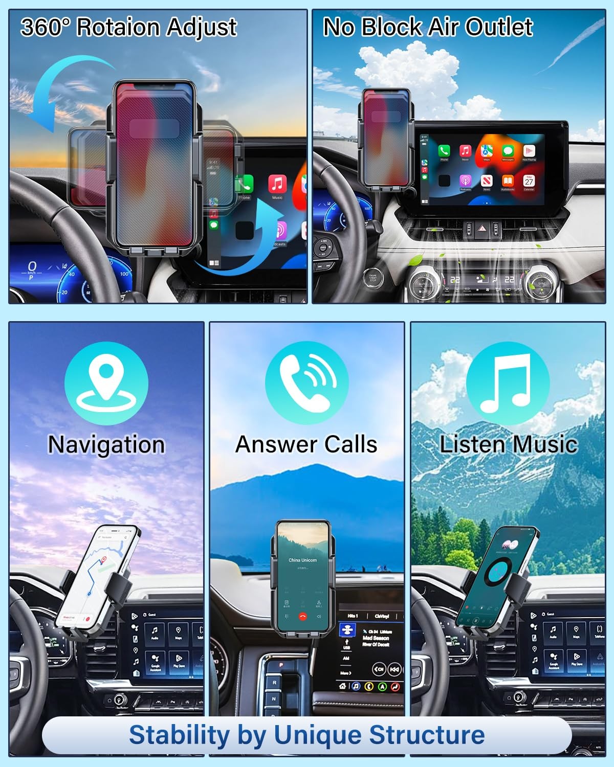 Pzk Car Phone Mount For 2020 2021-2024 2025 Toyota Highlander L/Le/Hybrid