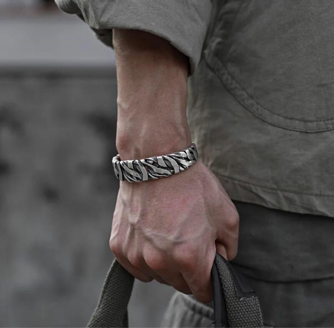 Mens Silver Tone Copper Cuff Bracelet Wide Bangle Minimalist 6.7in New