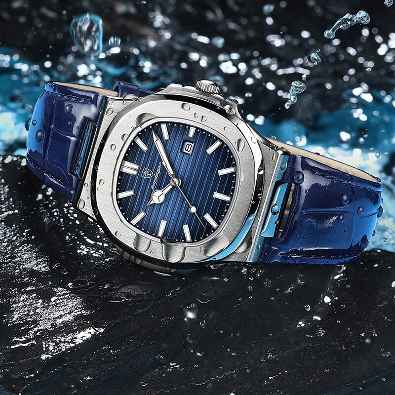 POEDAGAR Luxury Analog Men’s Watch Waterproof Luminous Leather Quartz Wristwatch