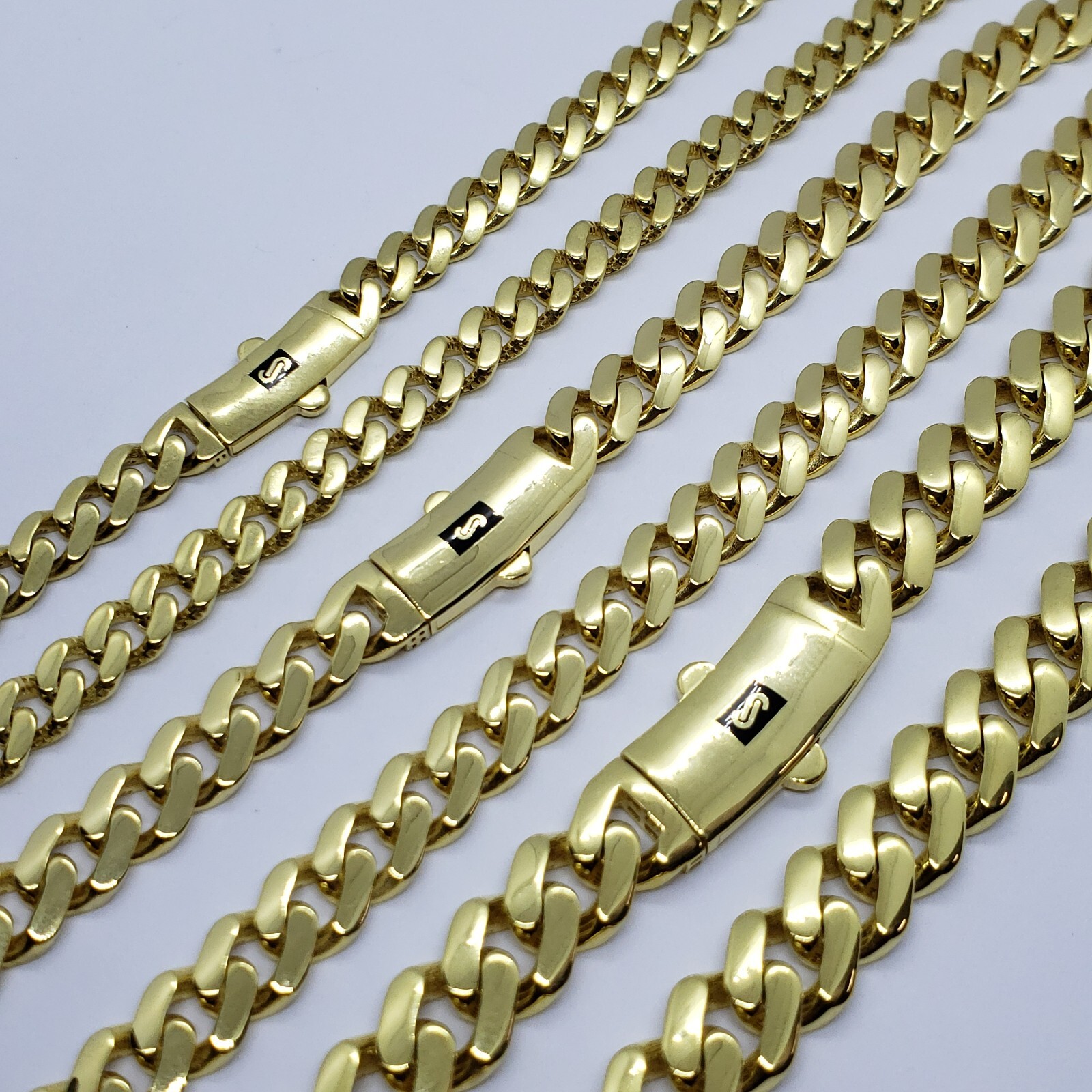 10K Hollow Yellow Gold Miami Cuban Monaco Chain 6m~9mm Necklace Bracelet 7″-30″