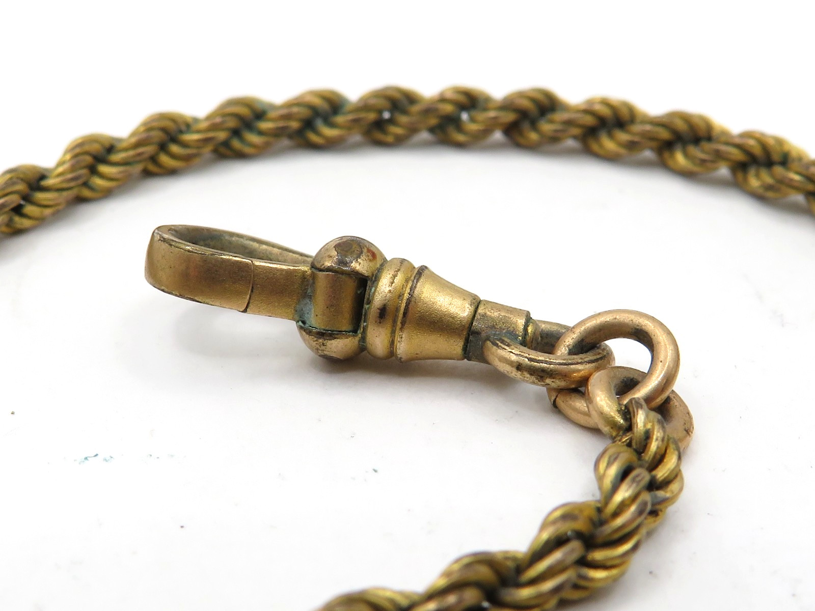 ANTIQUE GOLD FILLED MANS POCKET WATCH CHAIN -10 3/4″ LONG – 13.0GRAMS**