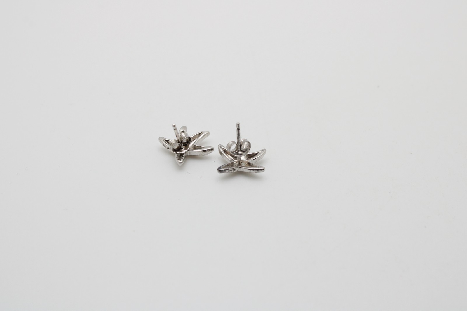 925 Sterling Silver Starfish Clear Stone Bezel Set Stone 13.25mm Stud Earrings