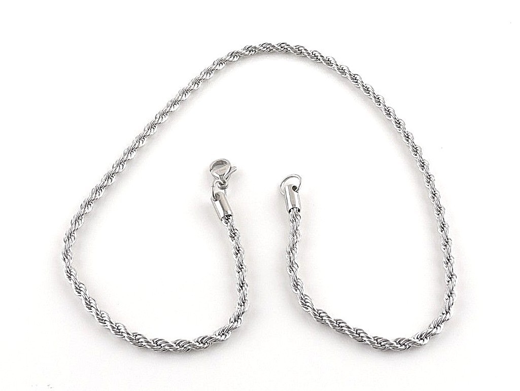 Stainless Steel 4 mm Rope Chain Necklace 18″, 20″, 24″ or 30″