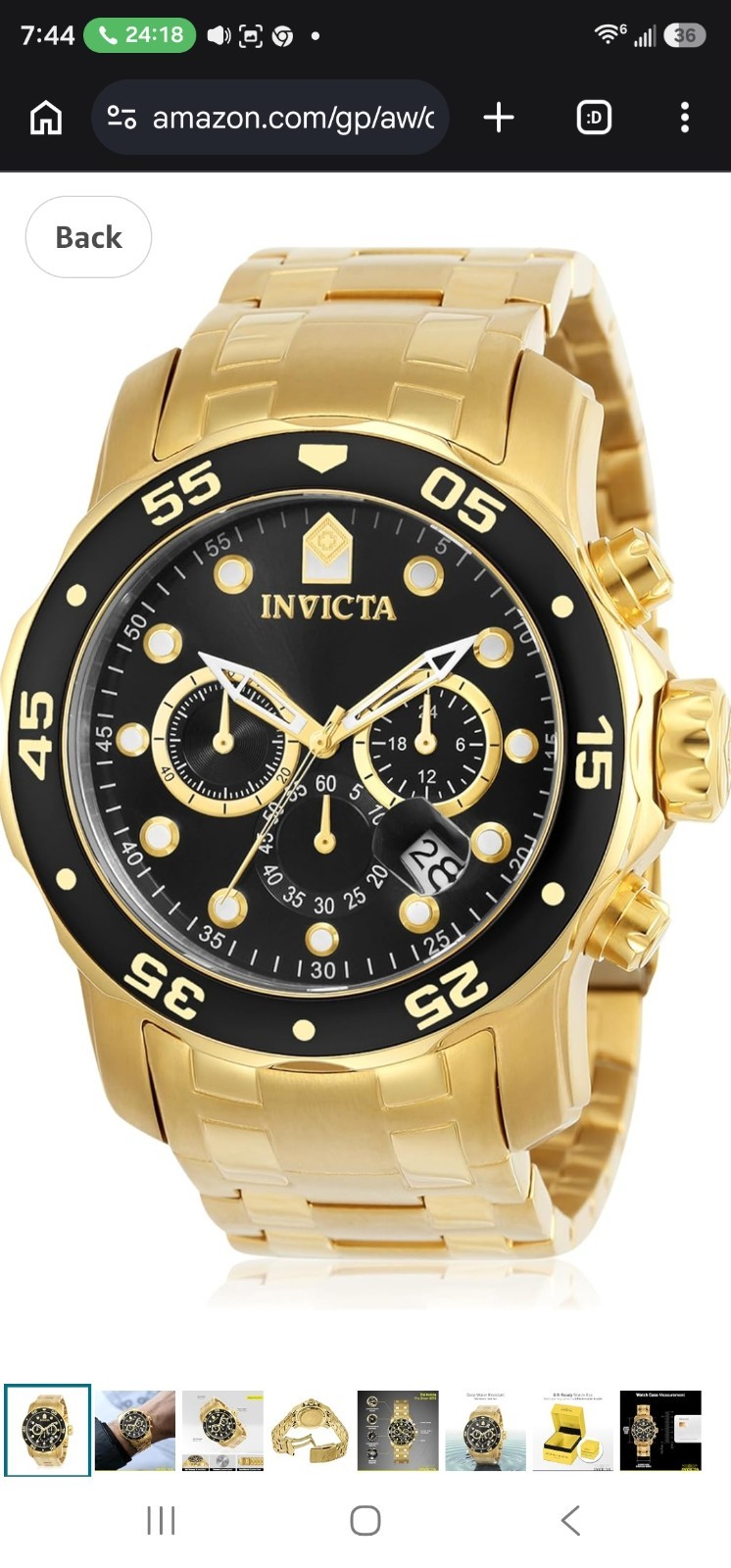 Invicta Pro Diver 0072 Wrist Watch for Men
