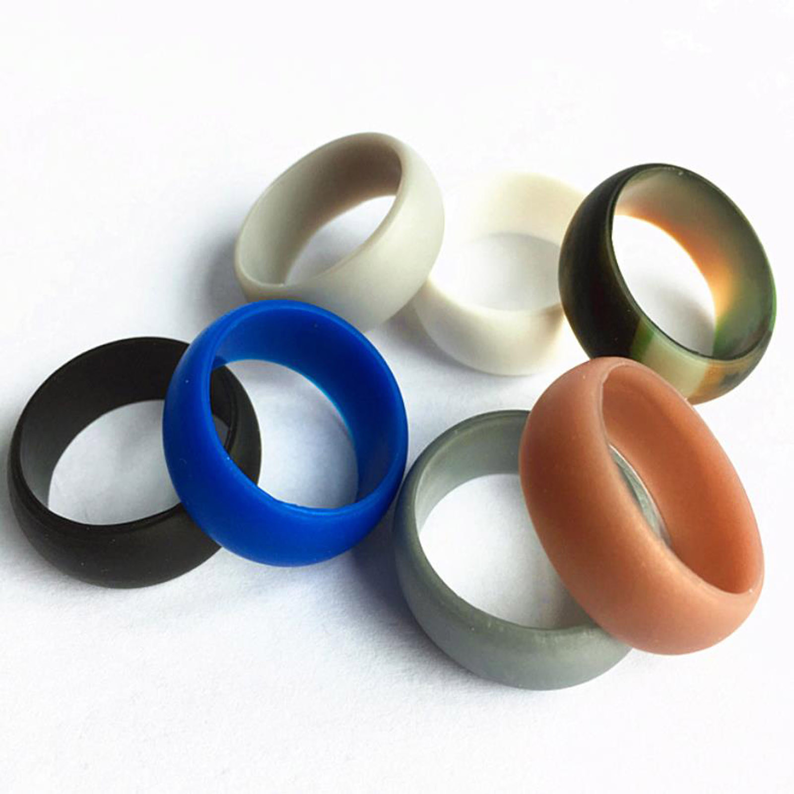 7PCS Silicone Rings Wedding Bands for Men Women – 8.7 mm Wide – 2mm Thick
