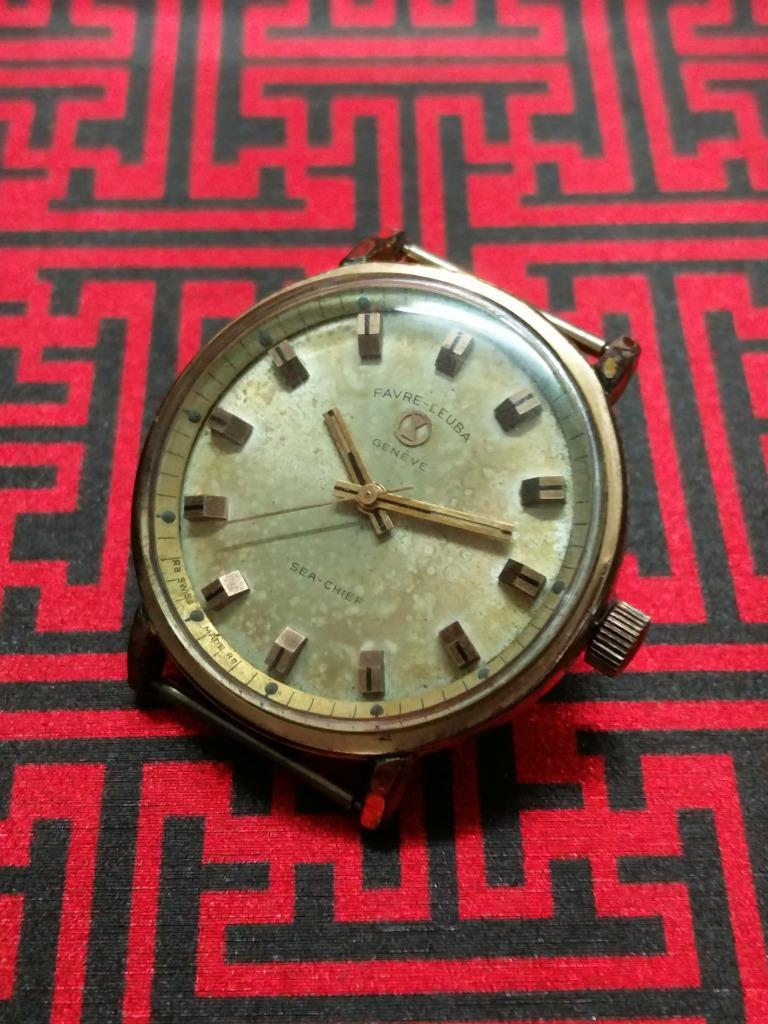 Vintage Gold Plated Men Favre Leuba Sea Chief Manual Winding Watch Head (TP360)