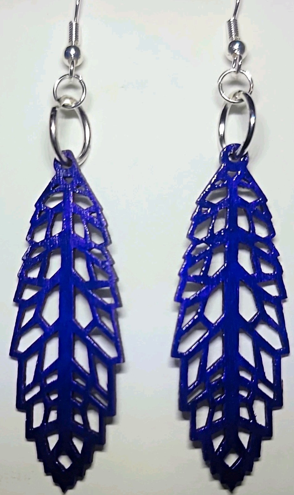 Purple Metal Leaf Nature Handcrafted Dangle/Drop Hook Earrings, No Stone