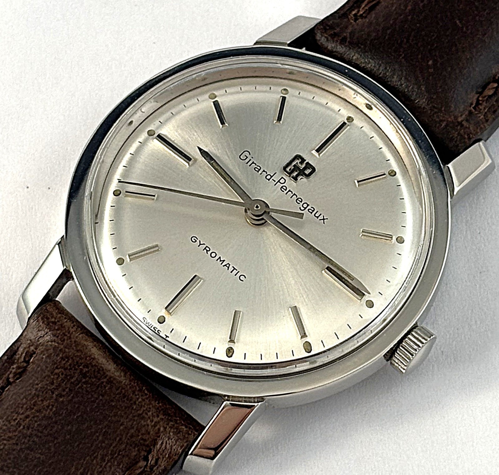 Vintage Girard-Perregaux Gyromatic Stainless Steel Auto Mens Watch 17J 1970