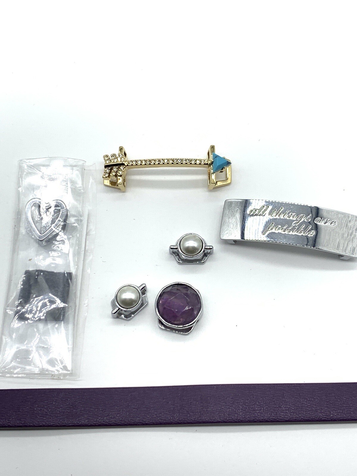 Keep Collective Bracelet Slide Charm Rhinestone Silver Gold P Purple Leather B13