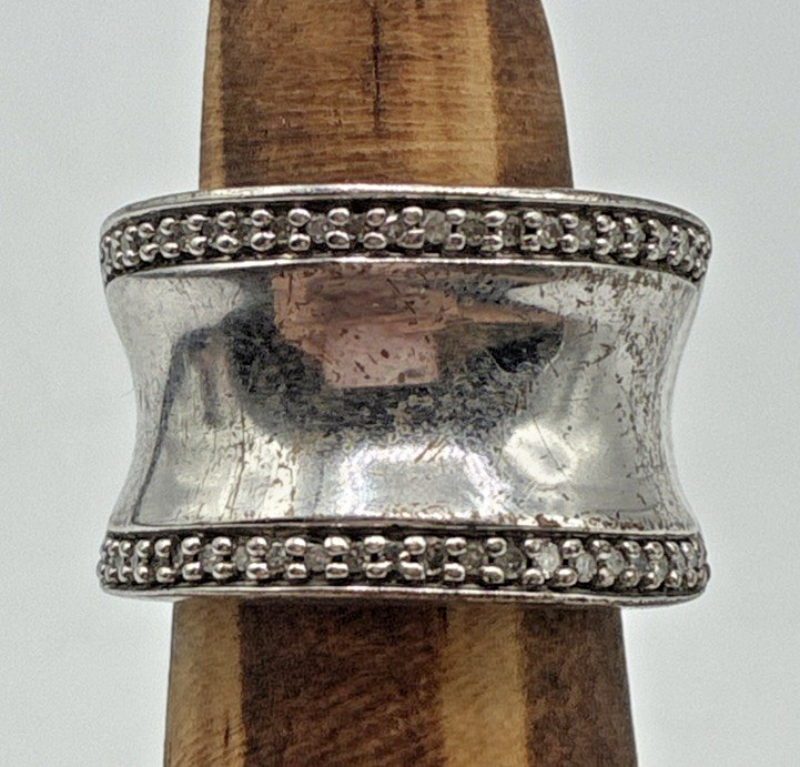 Sterling Silver 925 JWBR Ring Size 5.5 Concave Filigree Band 8.8 Grams