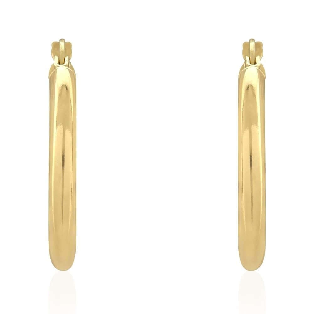 14k Yellow Gold 3mm Thick Plain Hinged Snapback Hoop Earrings
