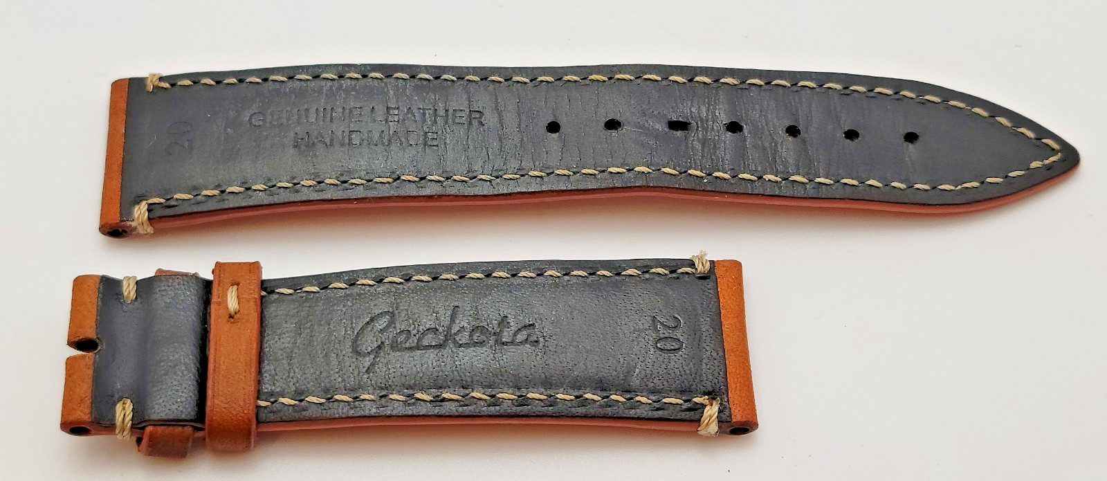 Authentic Geckota Brown Calf Leather Watch Strap 20/17mm, 72+111mm