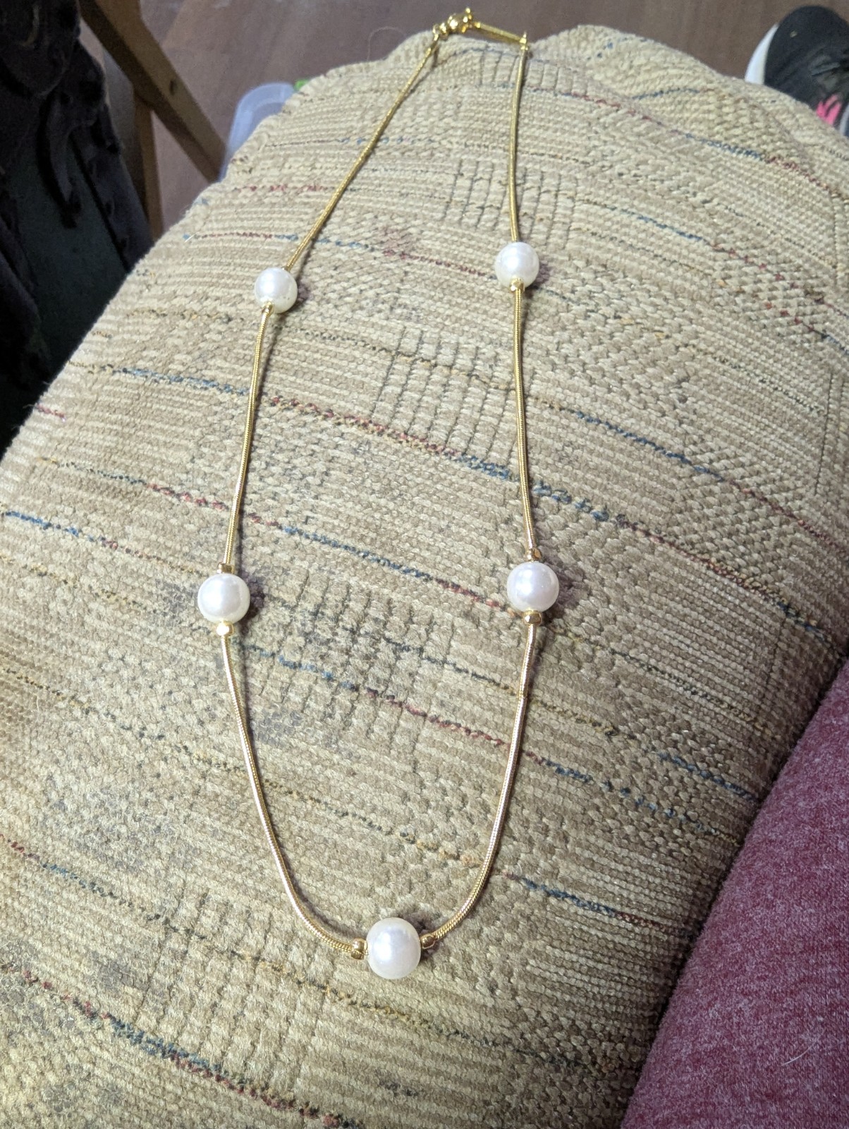 Vintage Napier Gold Tone With Faux Pearls Necklace. Beautiful But Simplicity