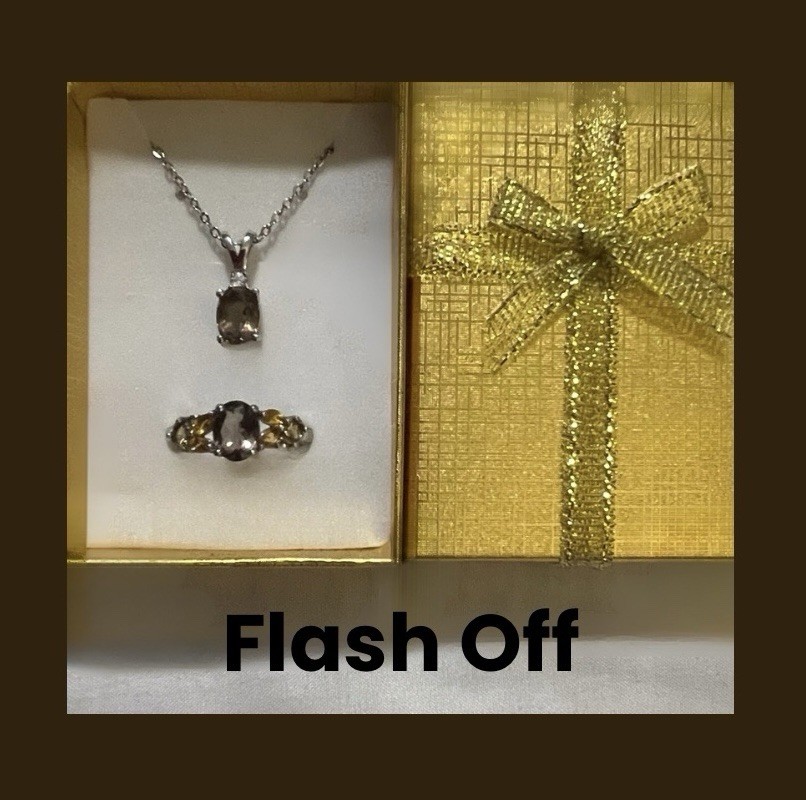 DEAL FINE 925SS Smoky Quartz Necklace, Smoky & Whiskey Quartz Citrine Ring 8 Set
