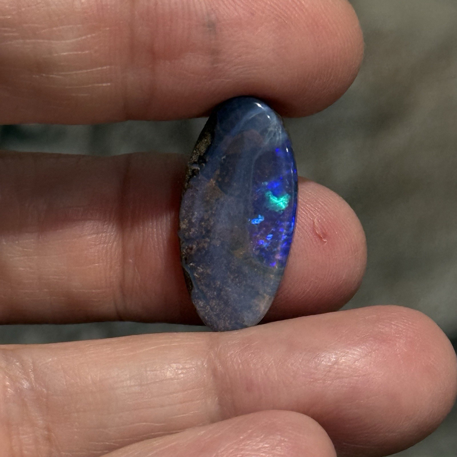 13.25ct 24x12x5mm Unique Blue Australian Boulder Opal Oval Cabochon Ring Gem