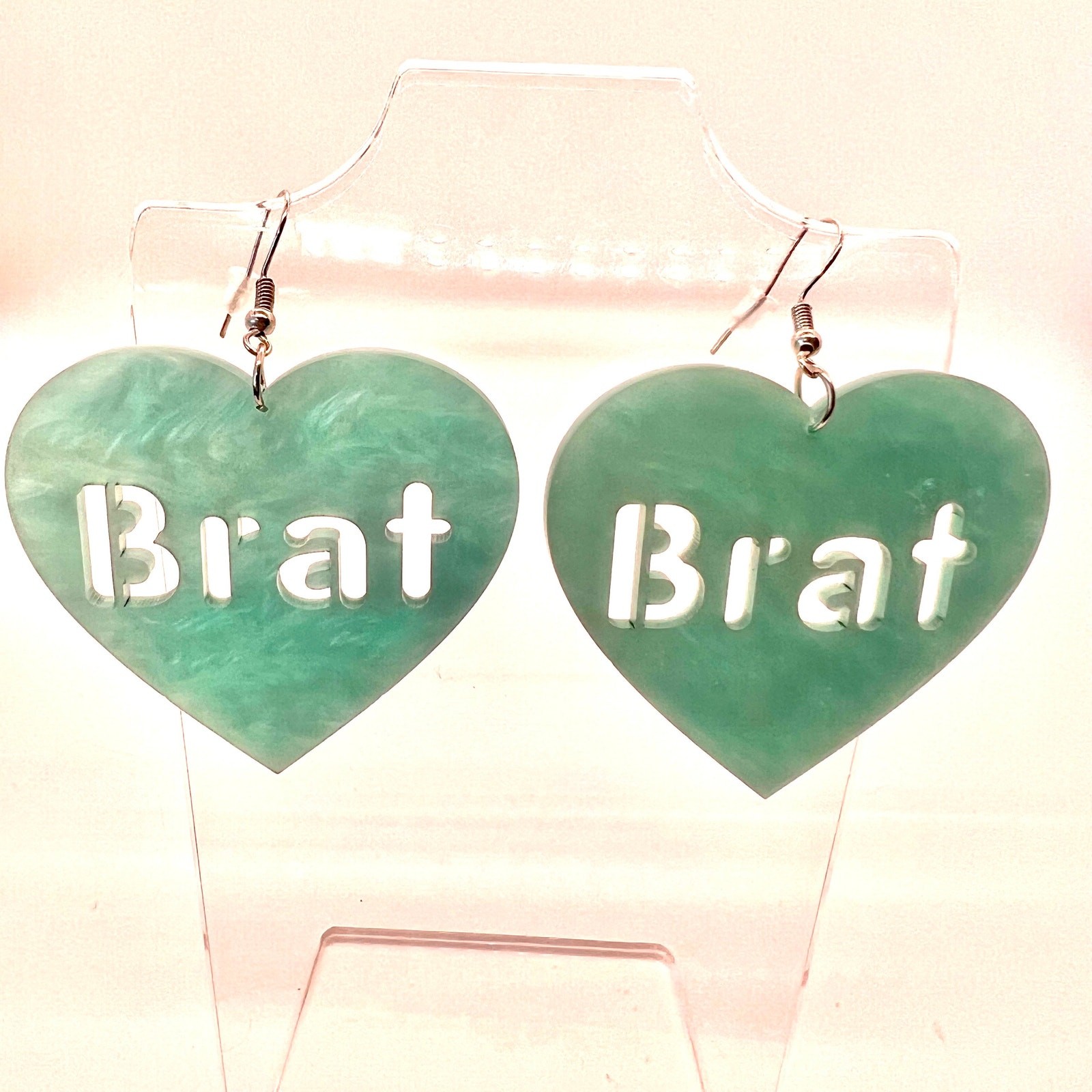 Brat Heart Earrings | Barbiecore Jewelry | Y2K Pink Statement Earrings