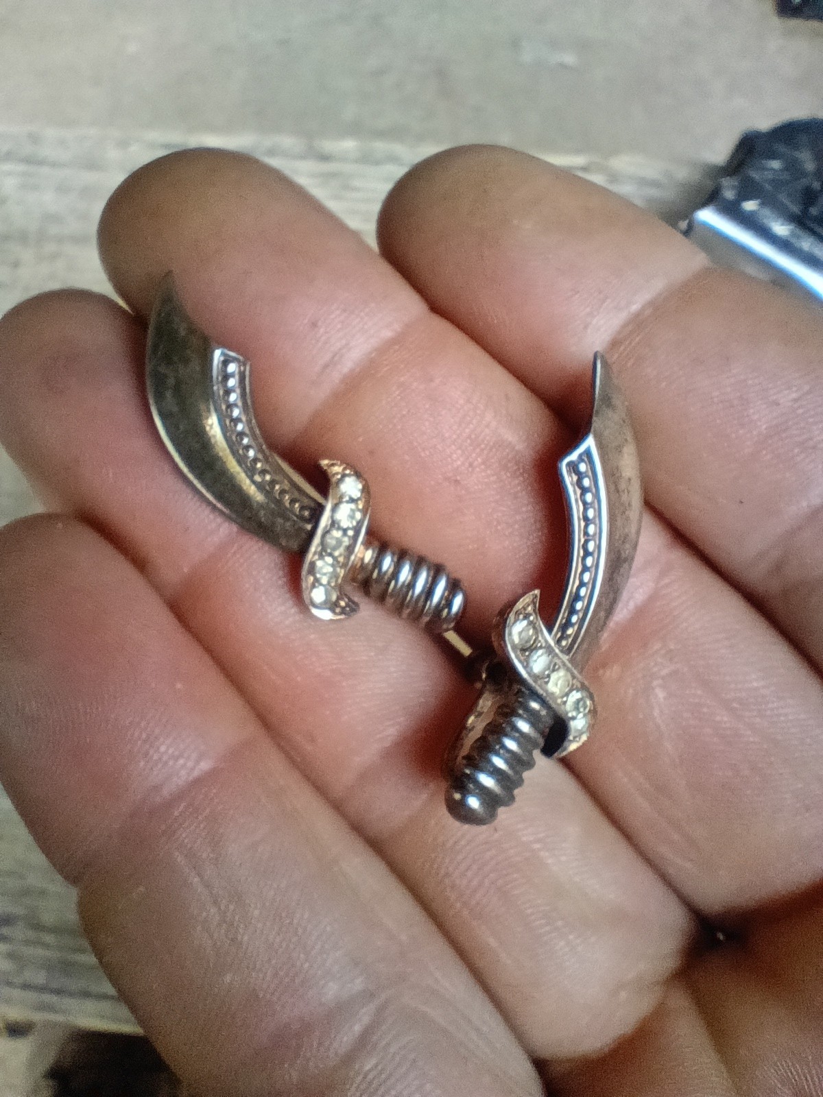 Vintage Sterling Silver Sword Screw Back Earrings 7.36 Grams