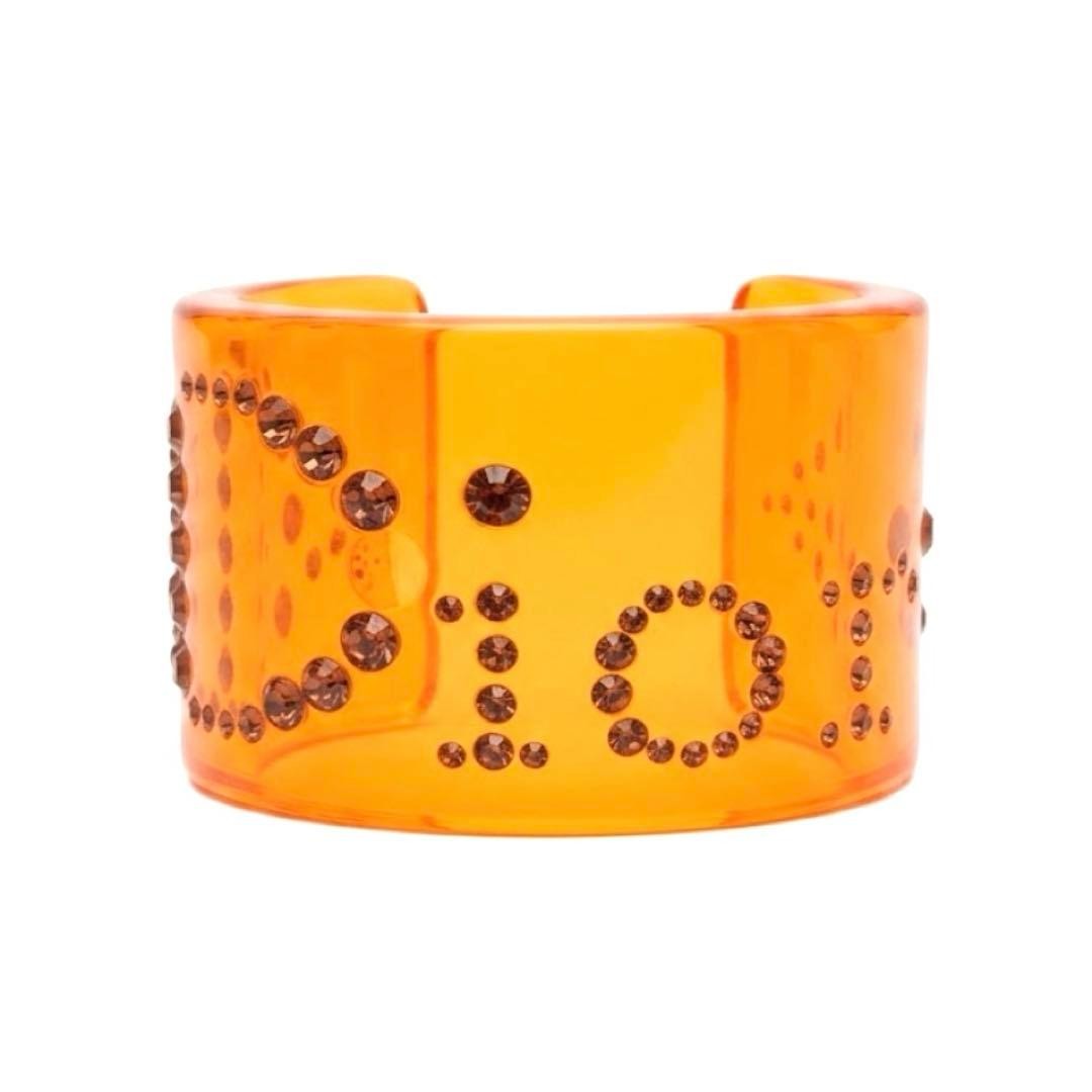 Christian Dior Bangle Cuff Bracelet Orange Logo Studs Women’s Accessory