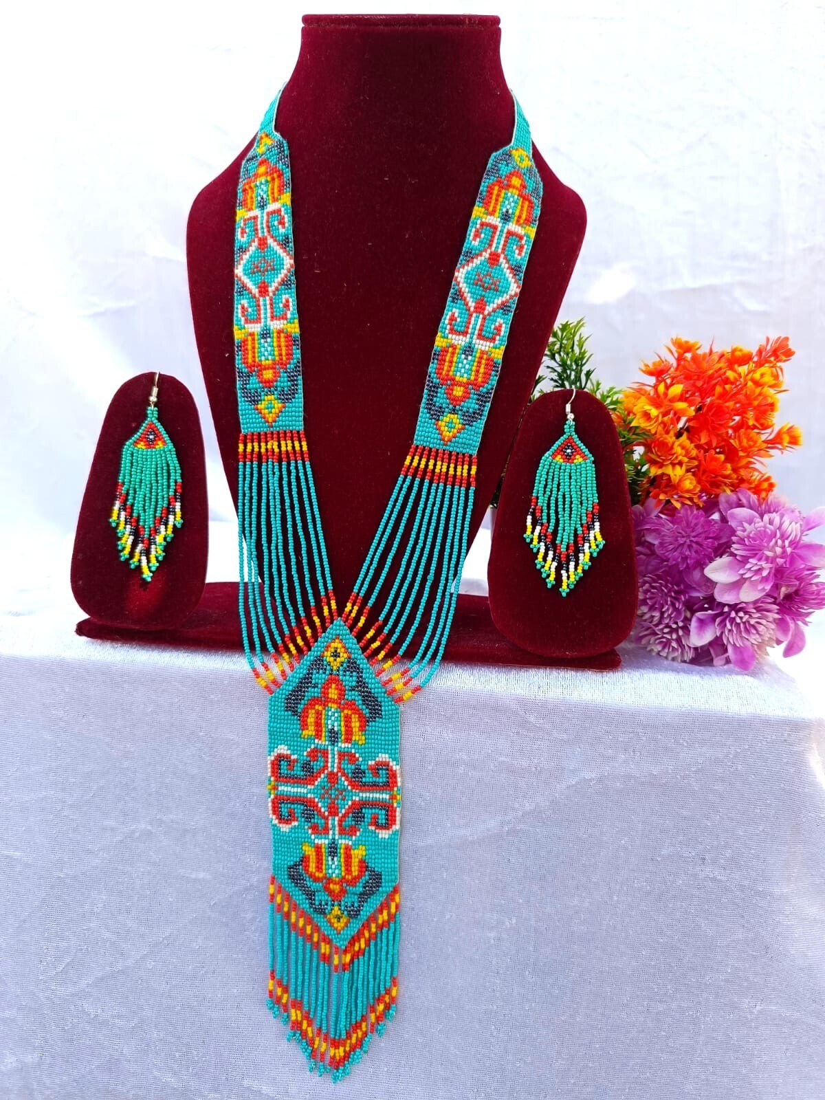 Handmade Necklace Seed Bead Boho American Style Native Beaded Multi Strand