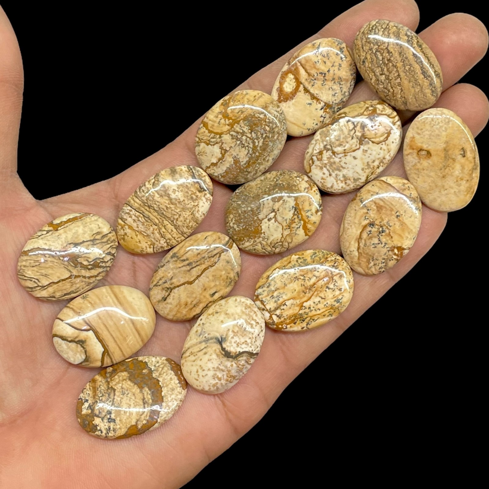 20 Pcs Natural Picture Jasper Cabochon Lot 25-29mm Loose Untreated Gemstones