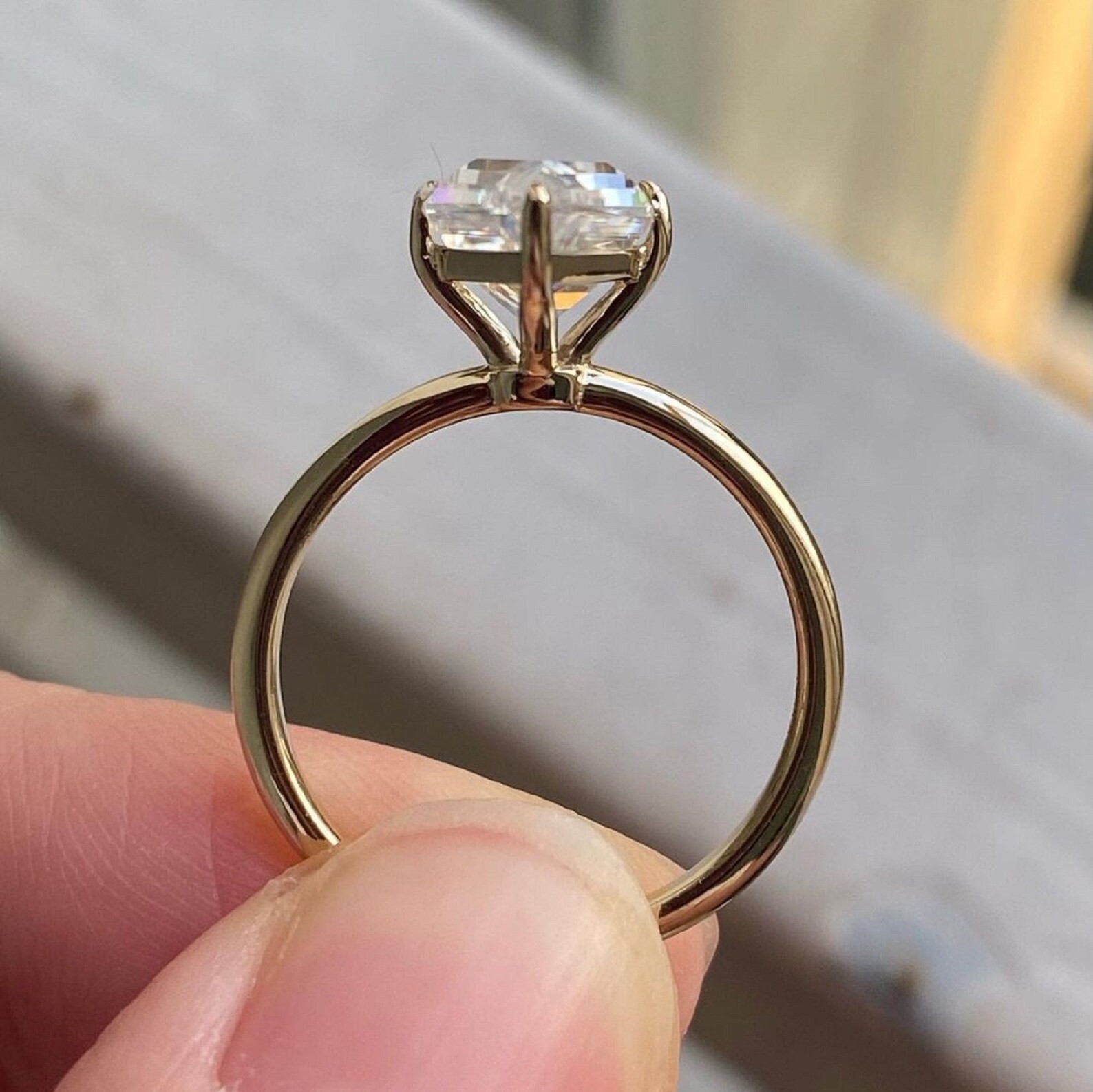 2Ct Kite Cut Lab Created Diamond Solitaire Wedding Ring 14K Yellow Gold Plated
