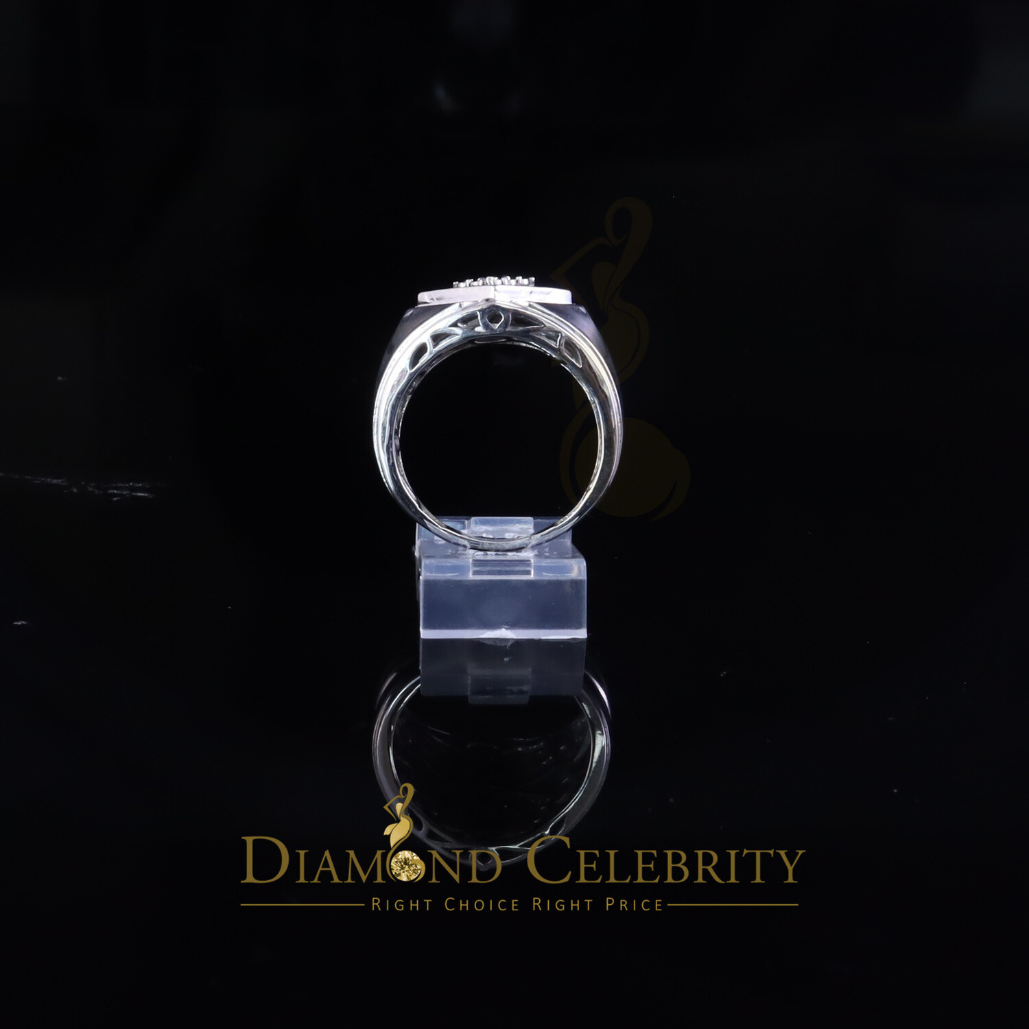 0.09ct In 925 Sterling Silver White Round Cut Men’s Solitaire Diamond Ring SZ 10