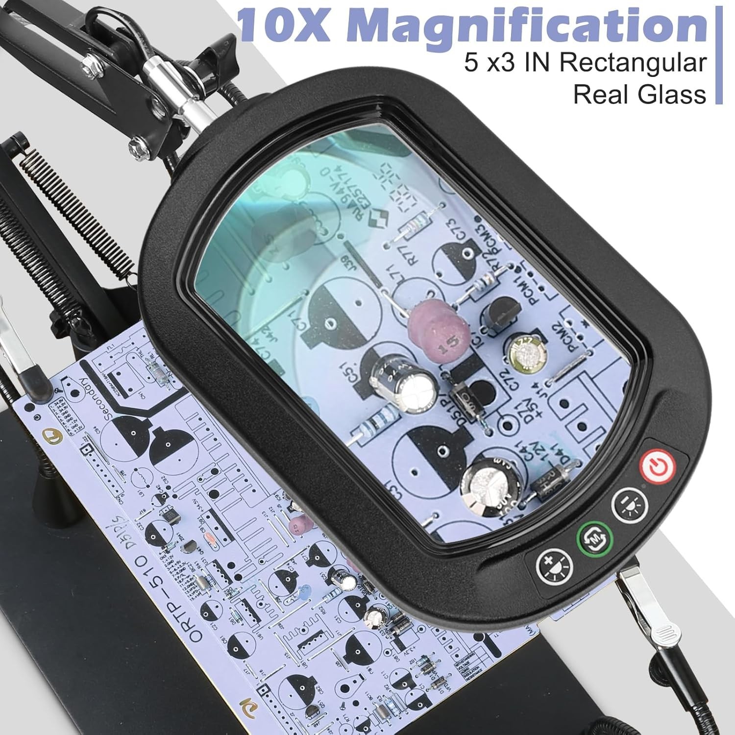 Helping Hands Soldering Station, 10X Square Magnifying Glass with Light and S…