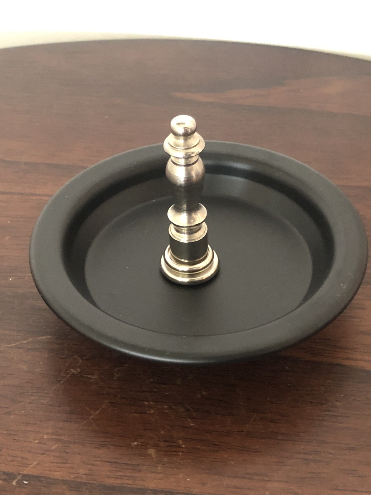 Ring Holder Ring Keeper Trinket Dish Nickel Finial Repurpose Counter Top Black