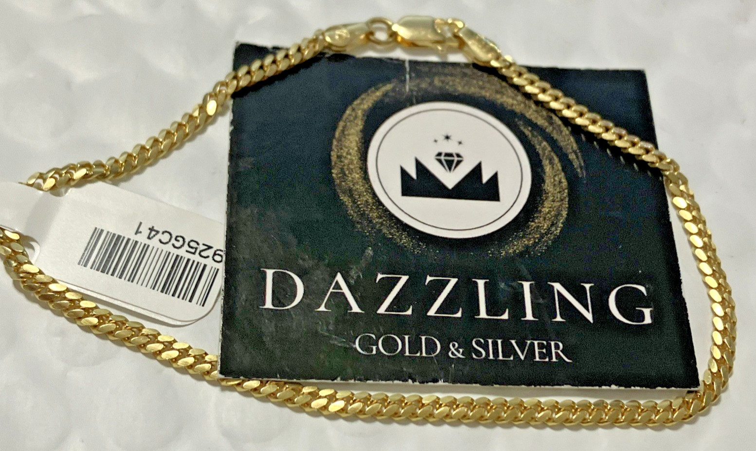 925 Sterling Silver Italy Solid Cuban Bracelet Gold-Tone 4grams 2.7mm 8.25” New