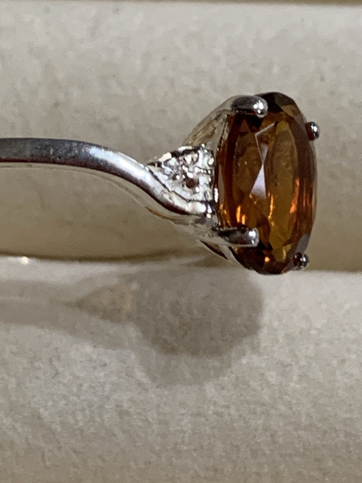 New-Madeira Citrine Combodian Zicron sterling Silver Ring- Sz.11