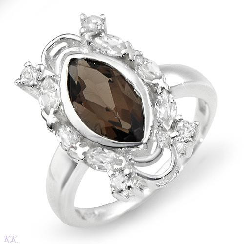 Lovely Ring W/2.52ctw Genuine Smokey Topaz Made in 925 Sterling silver Size 7
