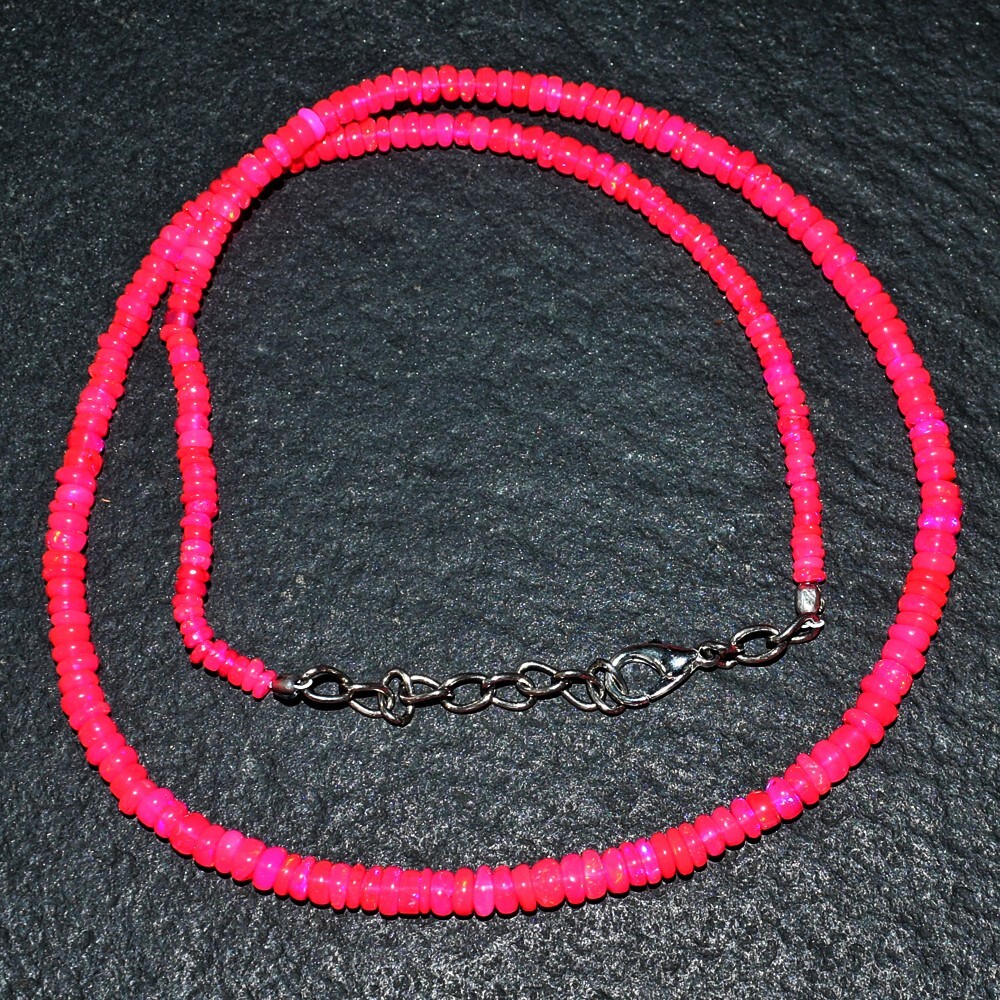 Fabulous Top Pink Ethiopian Opal 41.00 Cts Beaded Beautiful Necklace VK 04 E584
