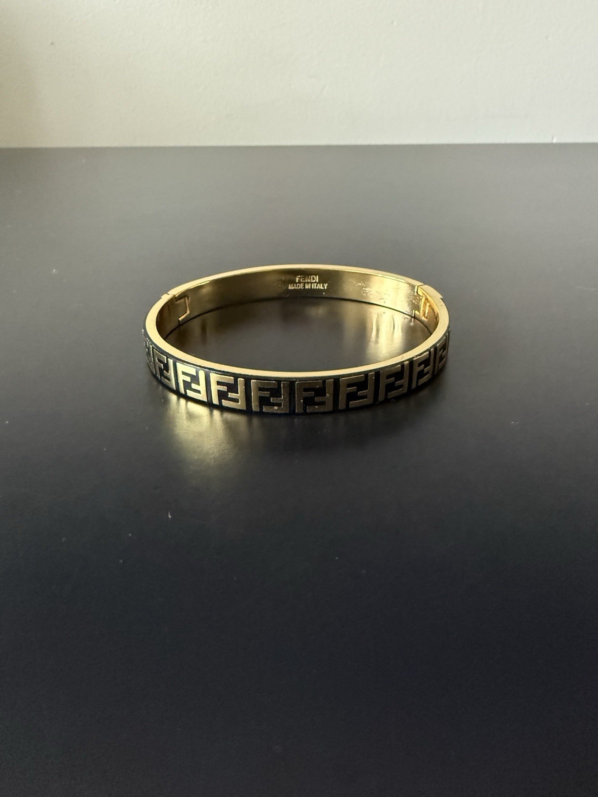 Fendi FF cuff bracelet gold and black size M