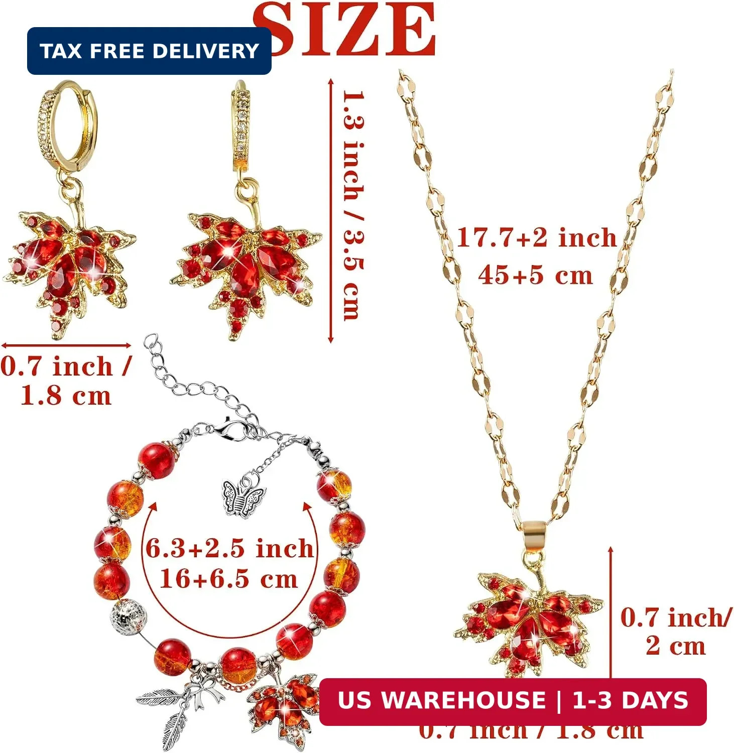 Jewelry Set, 3Pcs Rhinestone Jewelry Set with Earring Necklace Bracelet for Wome
