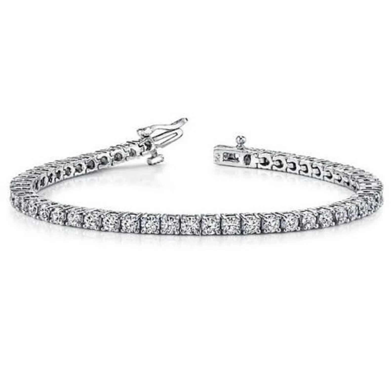 Round 5.50Ct GDGL GHVS Natural Diamond Women’s Tennis Bracelet In 18K White Gold