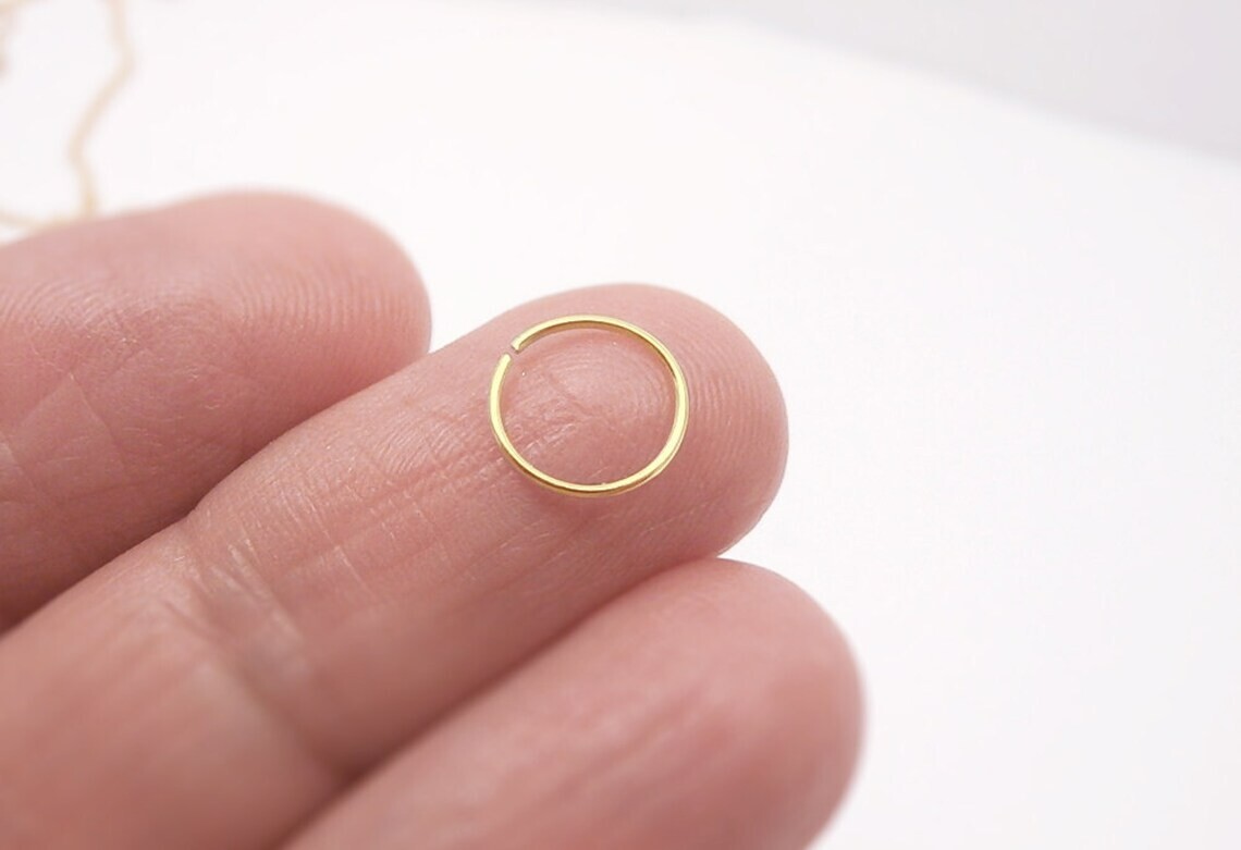 14K SOLID GOLD 20G 5/16″ BEND CLIP OPEN HOOP RING EAR NOSE TRAGUS LIP HELIX