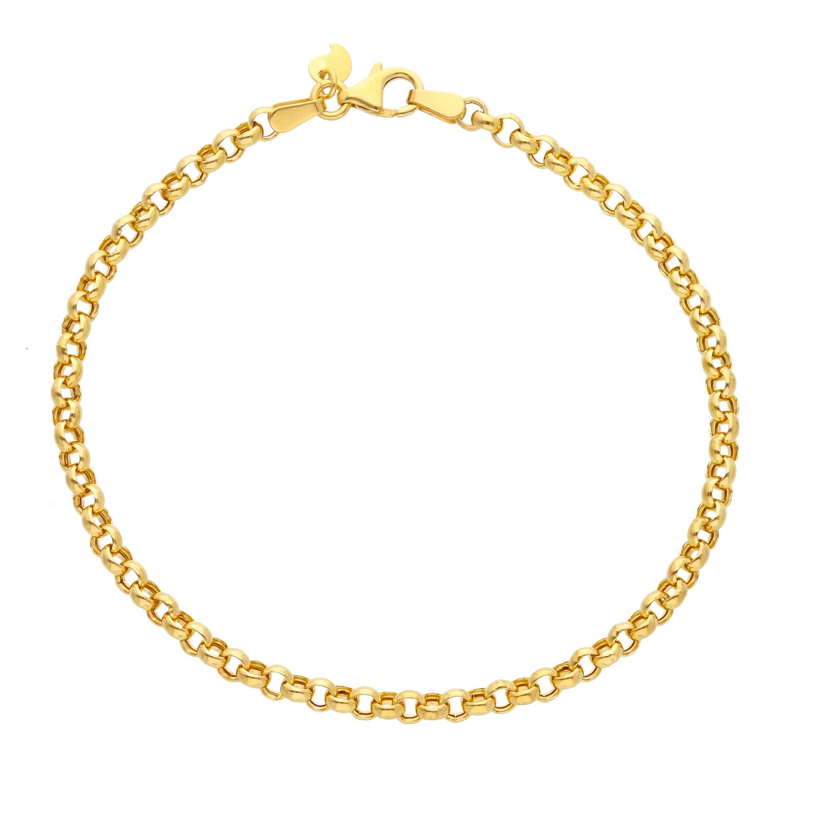 9K YELLOW GOLD BRACELET ROLO CIRCLE LINKS 3.5 MM THICKNESS, 7.5 INCHES, 19 CM