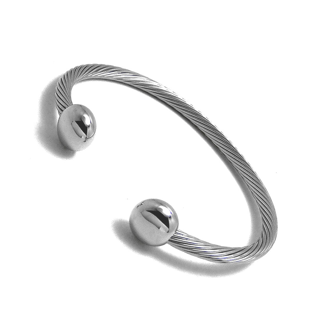 Accents Kingdom Magnetic Stainless Cable Silver Oval Ball Golf Bracelet