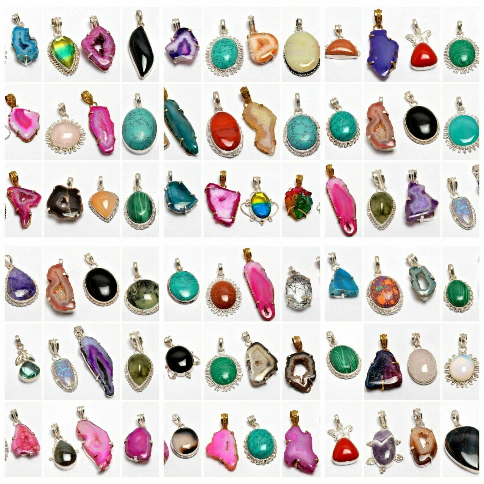 Sale Multi Solar & Mix Gemstone 925 Sterling Silver Plated Wholesale Lot Pendant