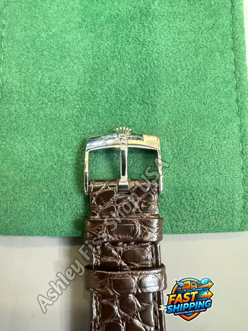 ROLEX Genuine Brown Crocodile Leather Watch Strap 20-16mm Silver Buckle NOS Rare